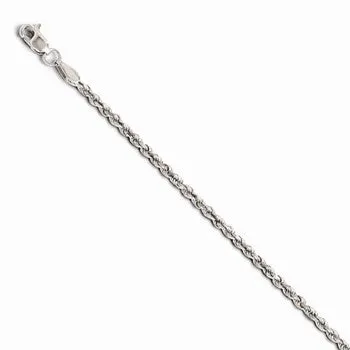 10K White Gold Diamond-Cut Lightweight Rope Chain