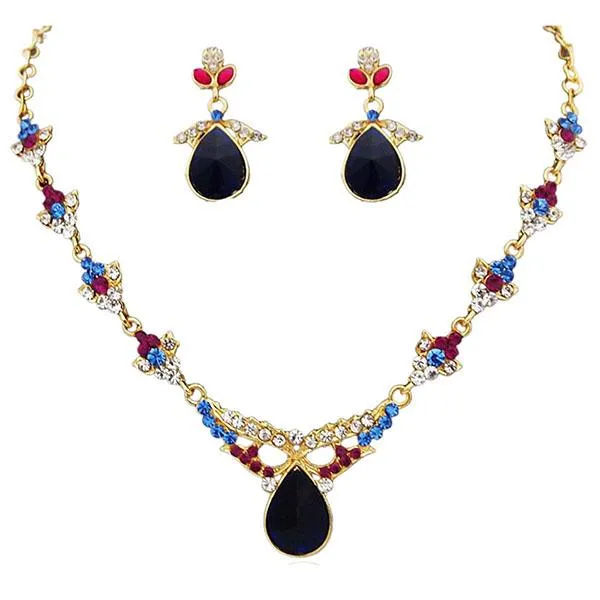 14Fashions Kundan Austrian Stone Gold Plated Necklace Set - 1100222