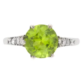 18ct White Gold Peridot Diamond Ring, 2.14ct