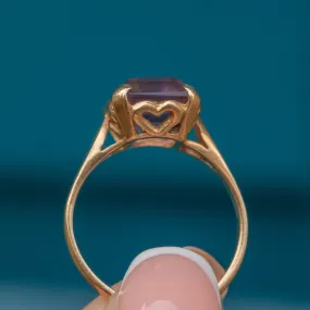 9ct Gold Amethyst Cocktail Ring- Heart Settings 4.75ct