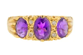 9ct Gold Amethyst Diamond Ring, 1.20ct Amethyst