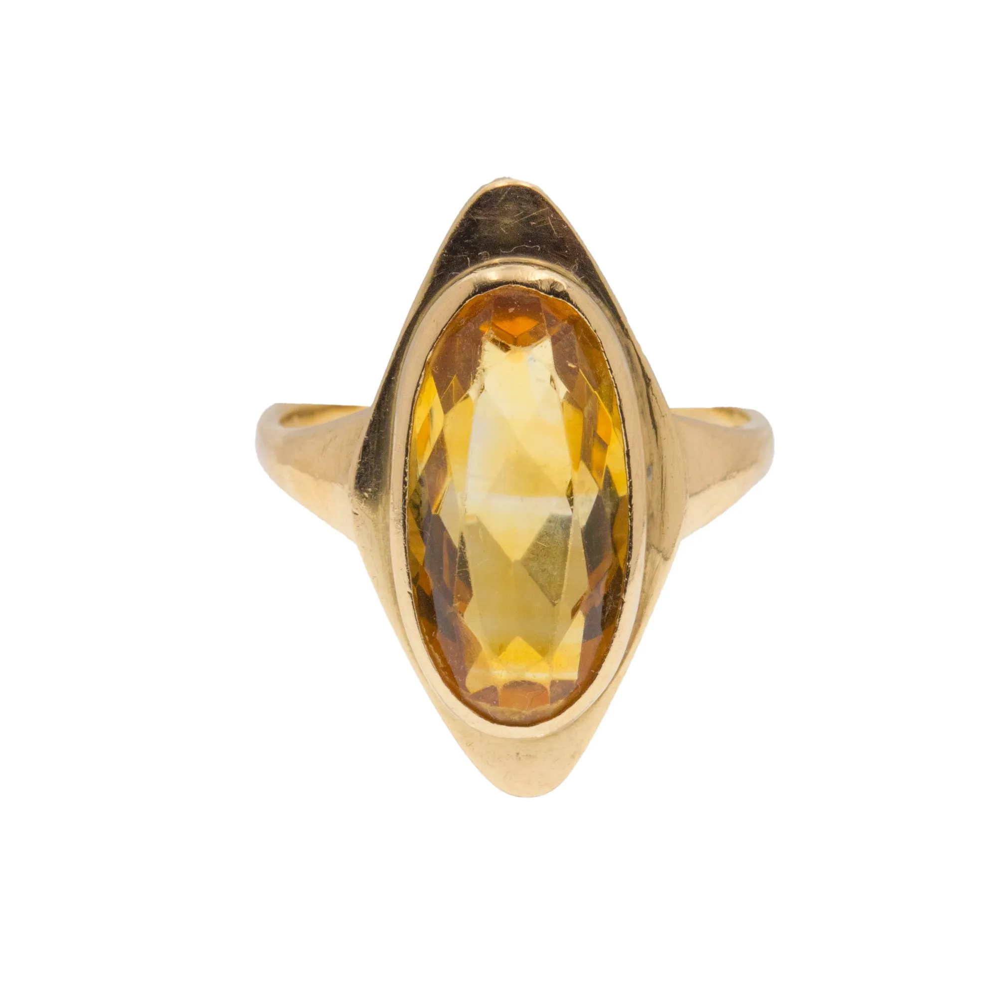 9ct Gold Citrine Lozenge Ring, 3.40ct.