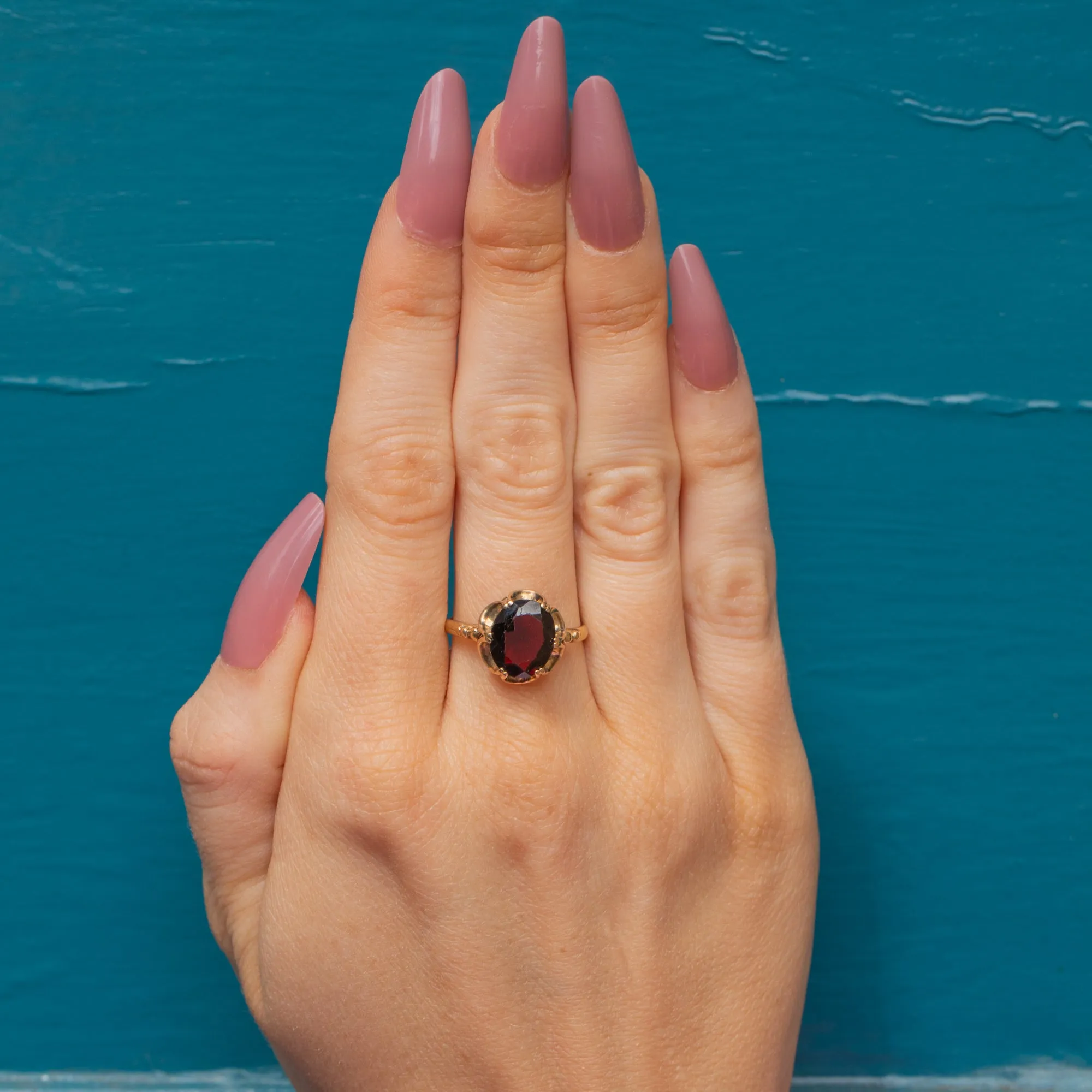 9ct Gold Garnet Buttercup Set Ring, 2.00ct