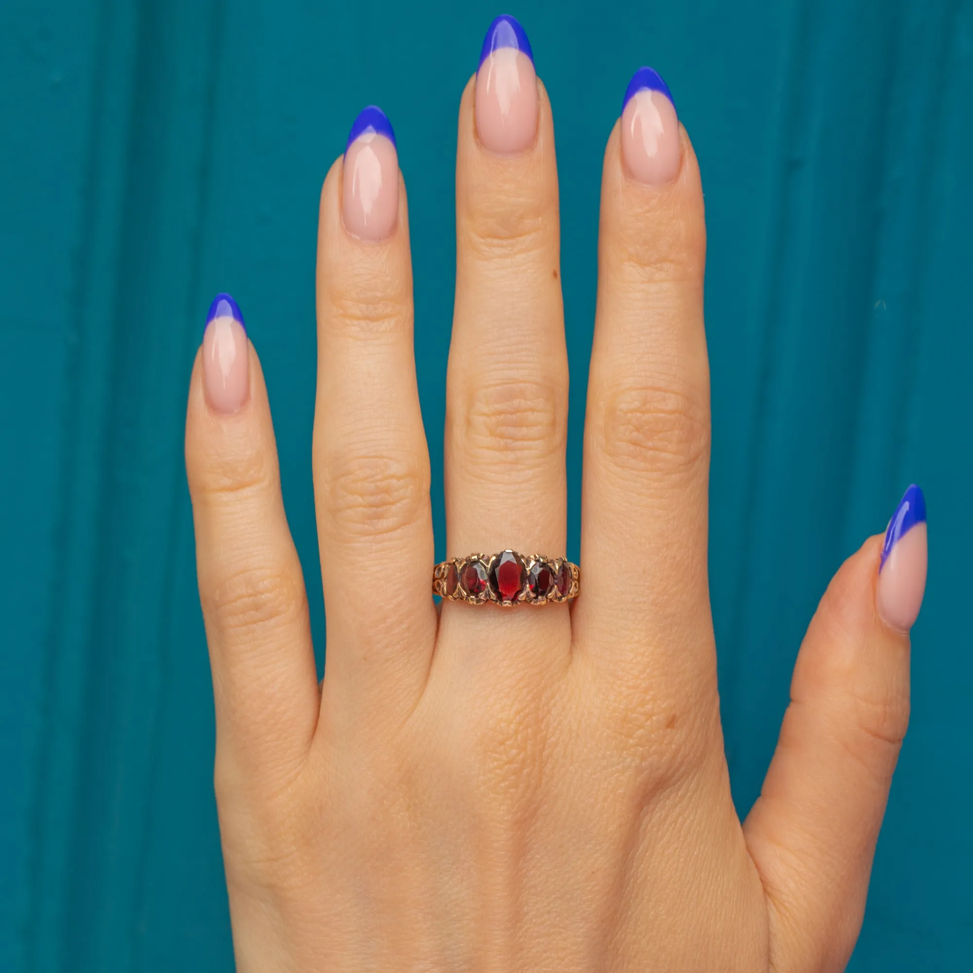 9ct Gold Garnet Five Stone Ring