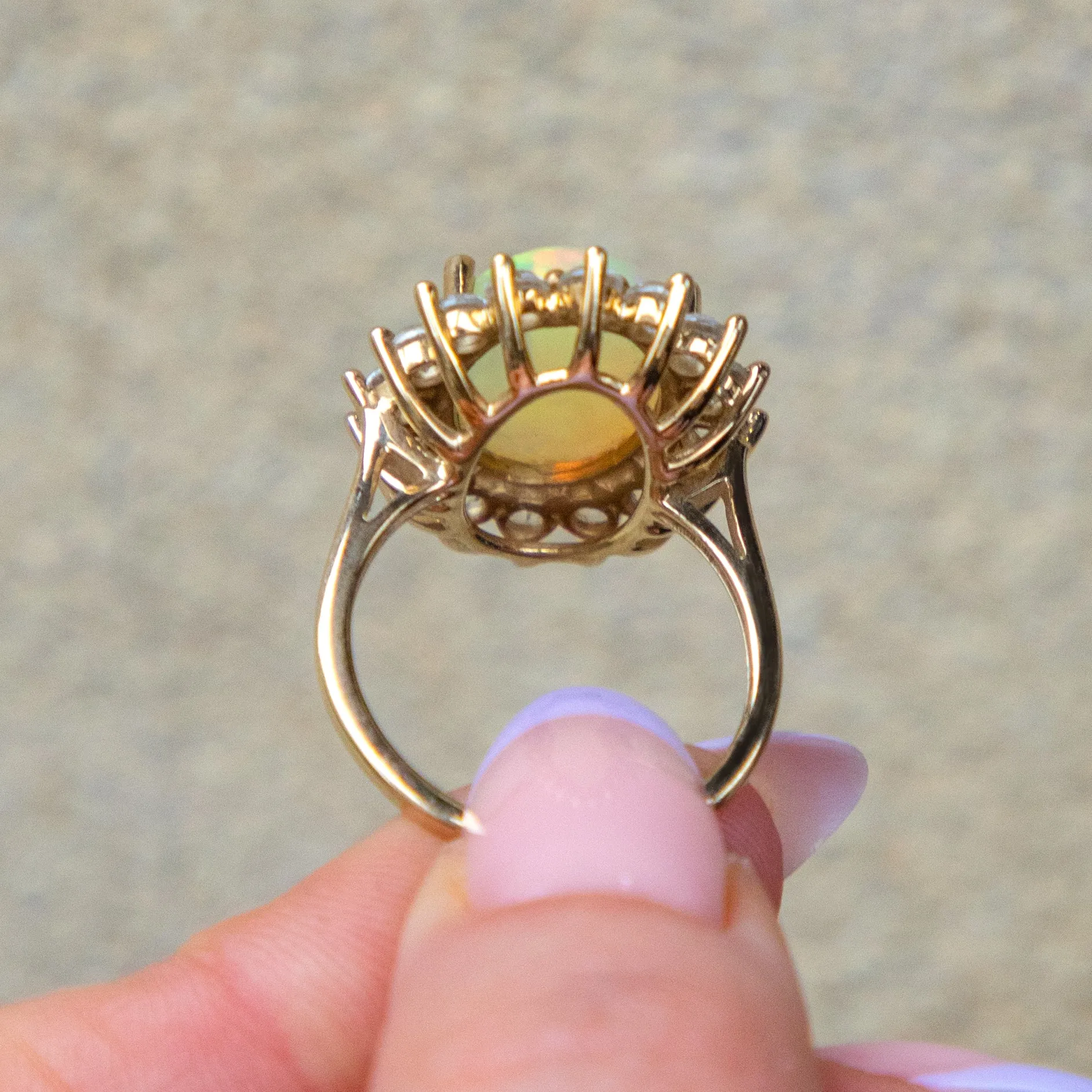 9ct Gold Opal Cluster Cocktail Ring, 4.30ct Opal