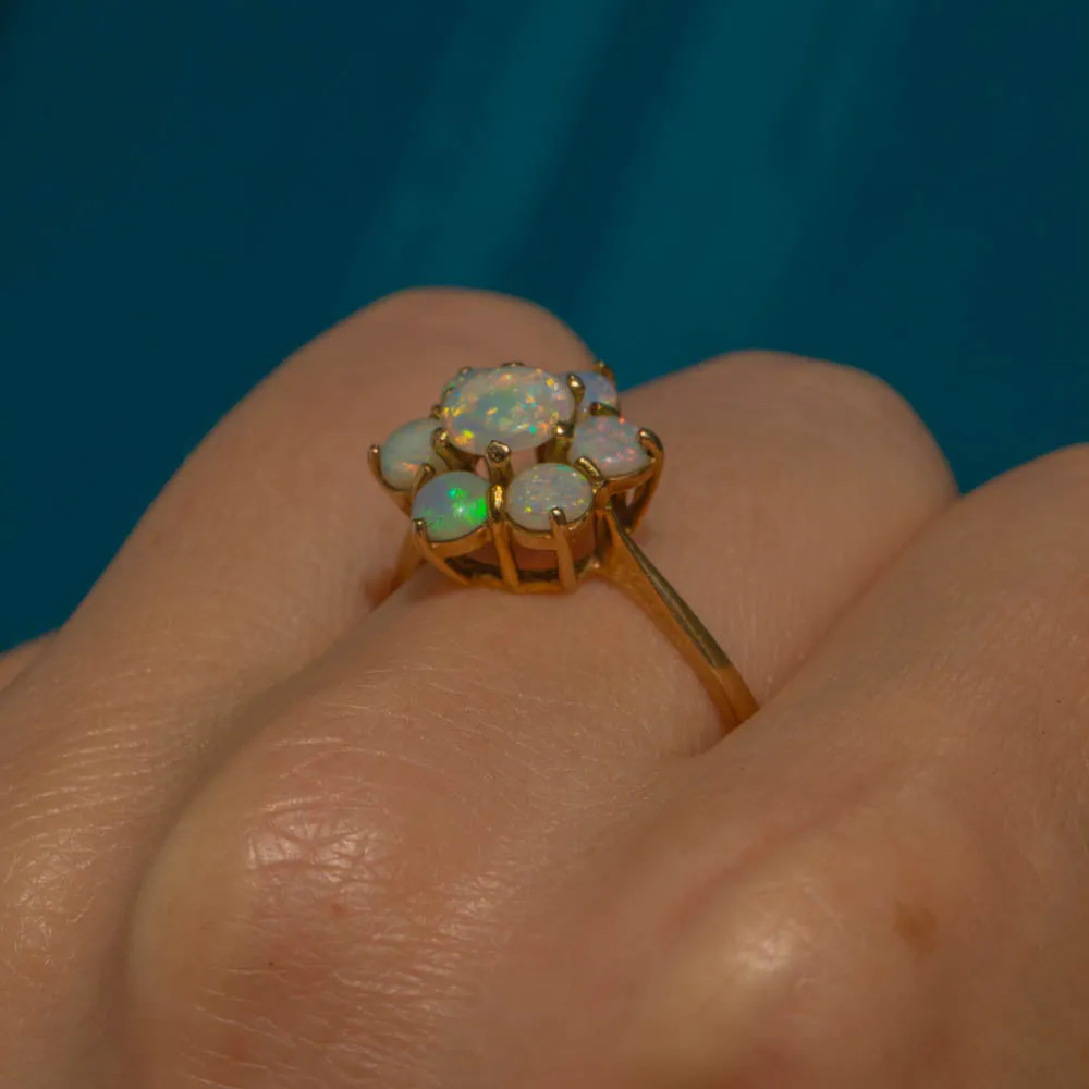 9ct Gold Opal Flower Cluster Ring