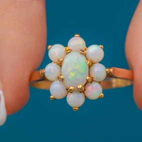 9ct Gold Opal Flower Cluster Ring