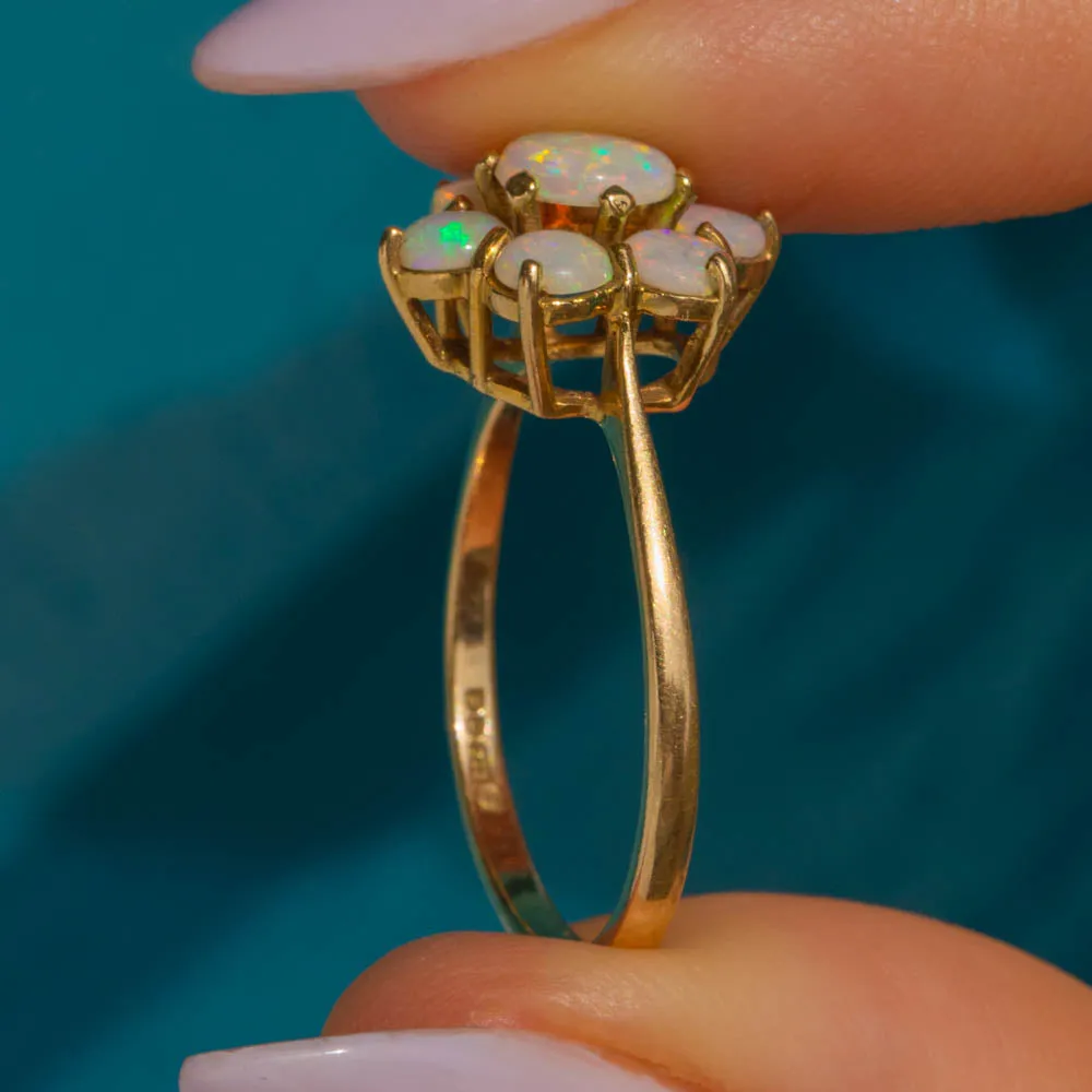 9ct Gold Opal Flower Cluster Ring