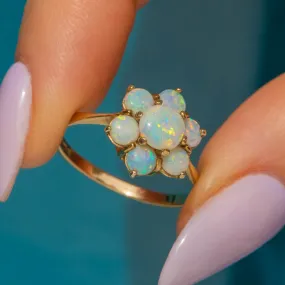 9ct Gold Opal Flower Cluster Ring