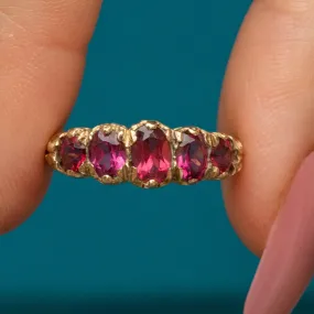 9ct Gold Pink Garnet Five Stone Ring