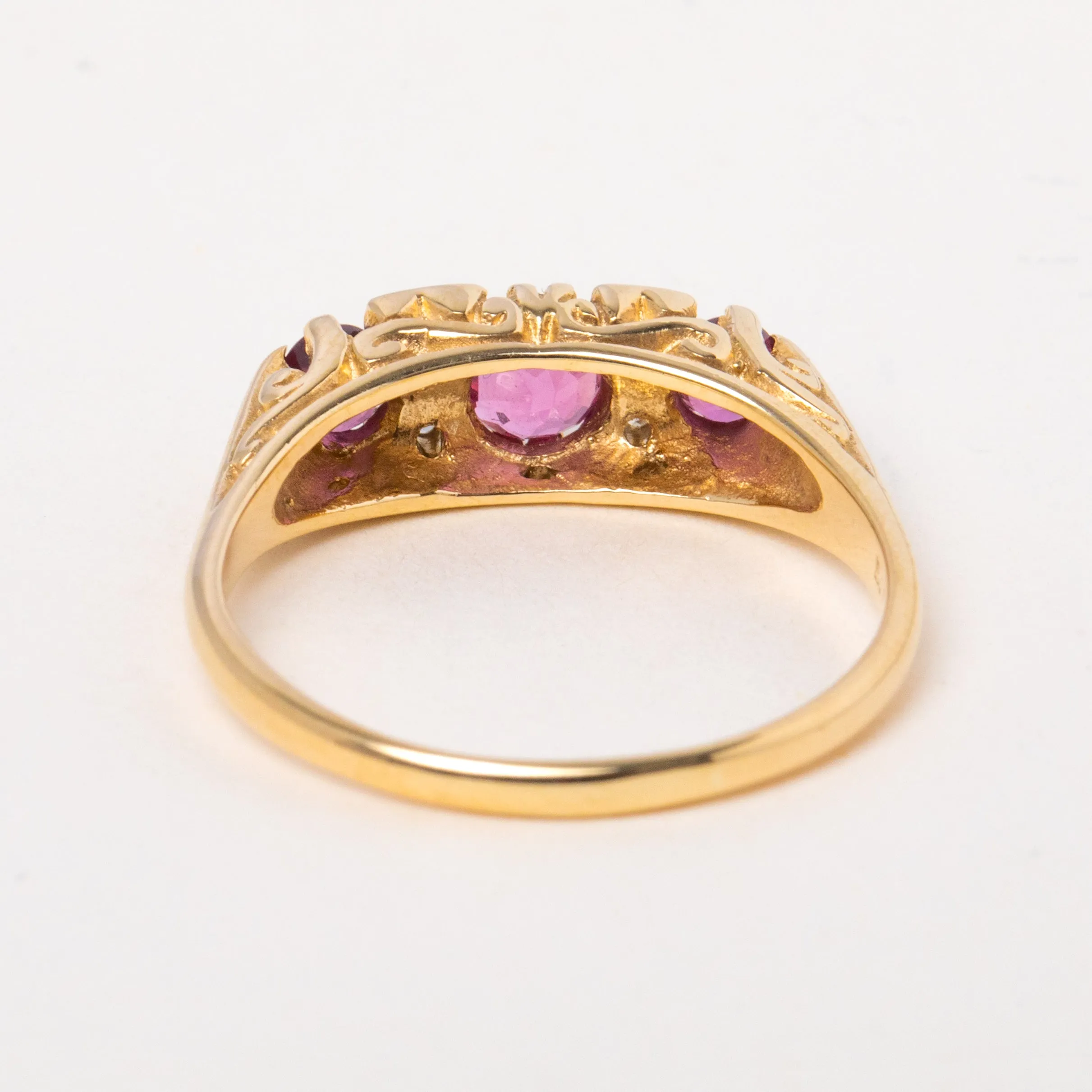 9ct Gold Pink Sapphire Diamond Boat Ring, 0.65ct Pink Sapphire