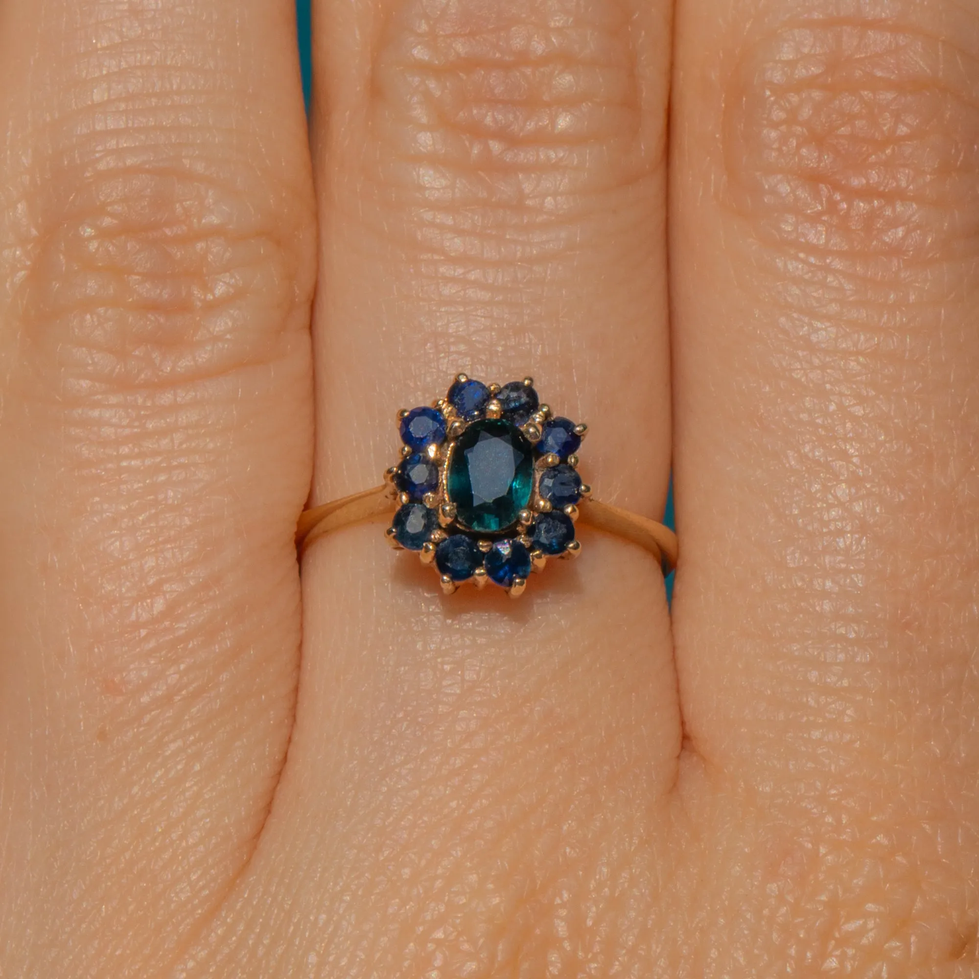 9ct Gold Sapphire Flower Cluster Ring