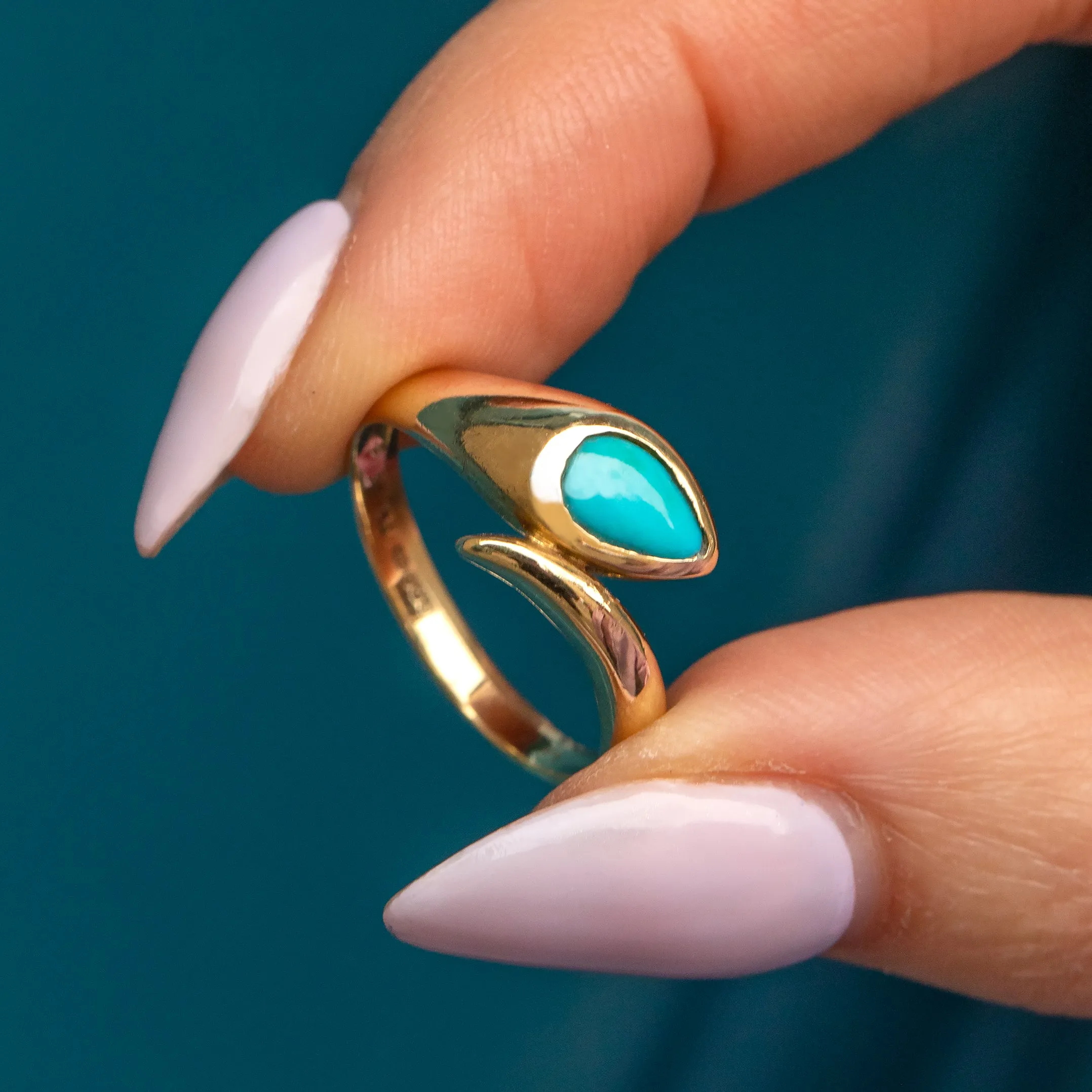 9ct Gold Turquoise Snake Ring