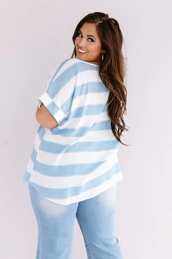 Act Casual Shift Top In Sky Blue Curves