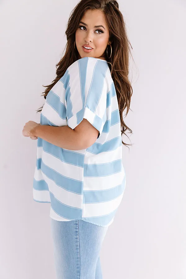 Act Casual Shift Top In Sky Blue Curves