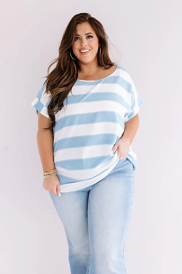 Act Casual Shift Top In Sky Blue Curves