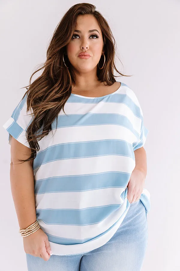 Act Casual Shift Top In Sky Blue Curves