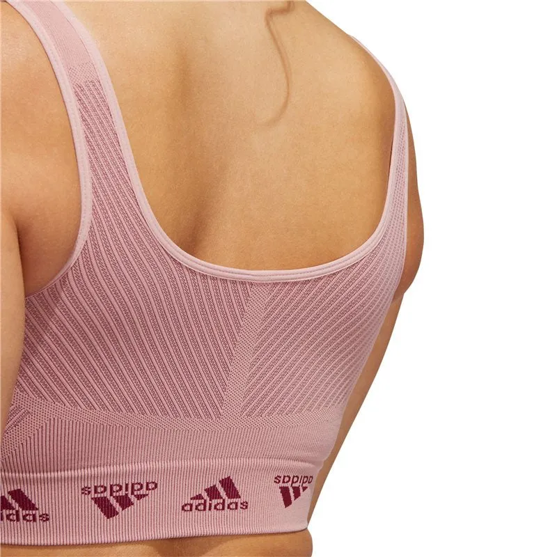 adidas Aeroknit Light Support Sports Bra - Womens - Legacy Burgundy/Wonder Mauve