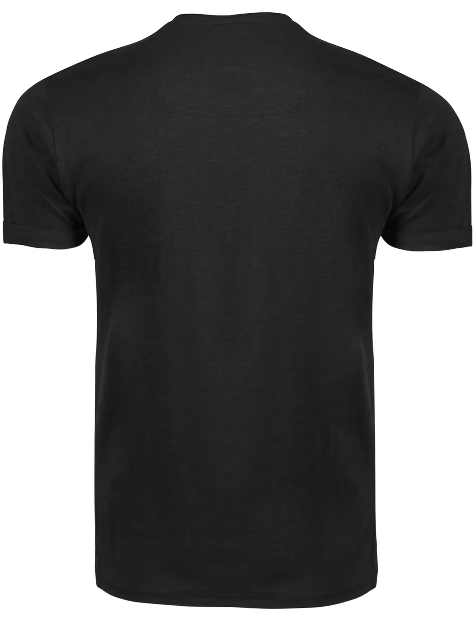 Alfie Raw Edge Textured T-Shirt with Turn-Up Cuffs in Black