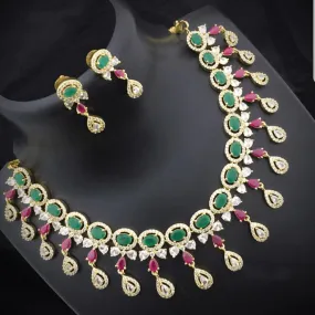 American Diamond Embellished Neckset with Earrings