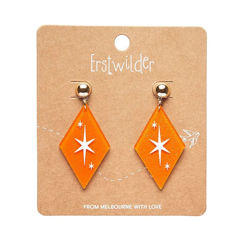 Atomic Diamond Drop Earrings - Orange