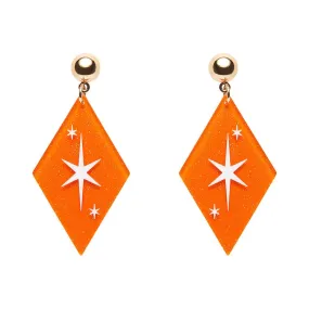 Atomic Diamond Drop Earrings - Orange