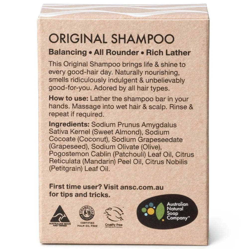 Australian Natural Soap Company Solid Original Shampoo Bar - All Hair Types 100g