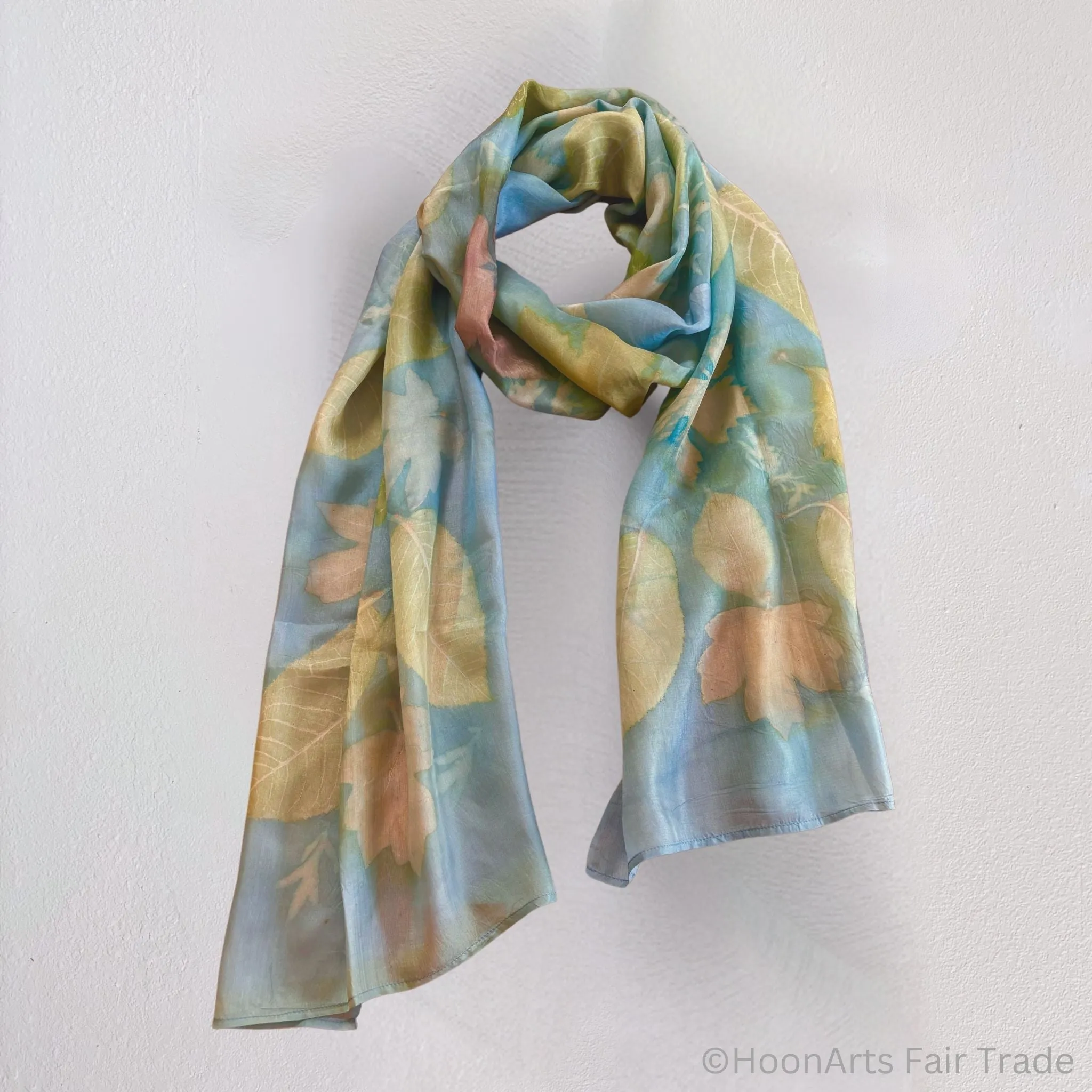 Baby Blue Eco-Printed Silk Scarf