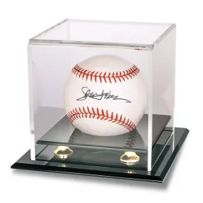 Baseball & Hockey Puck Gold Riser Display Case with UV Block