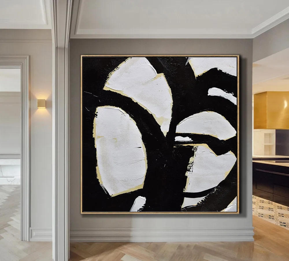 Black and White Abstract Painting Minimalist Art Yp075