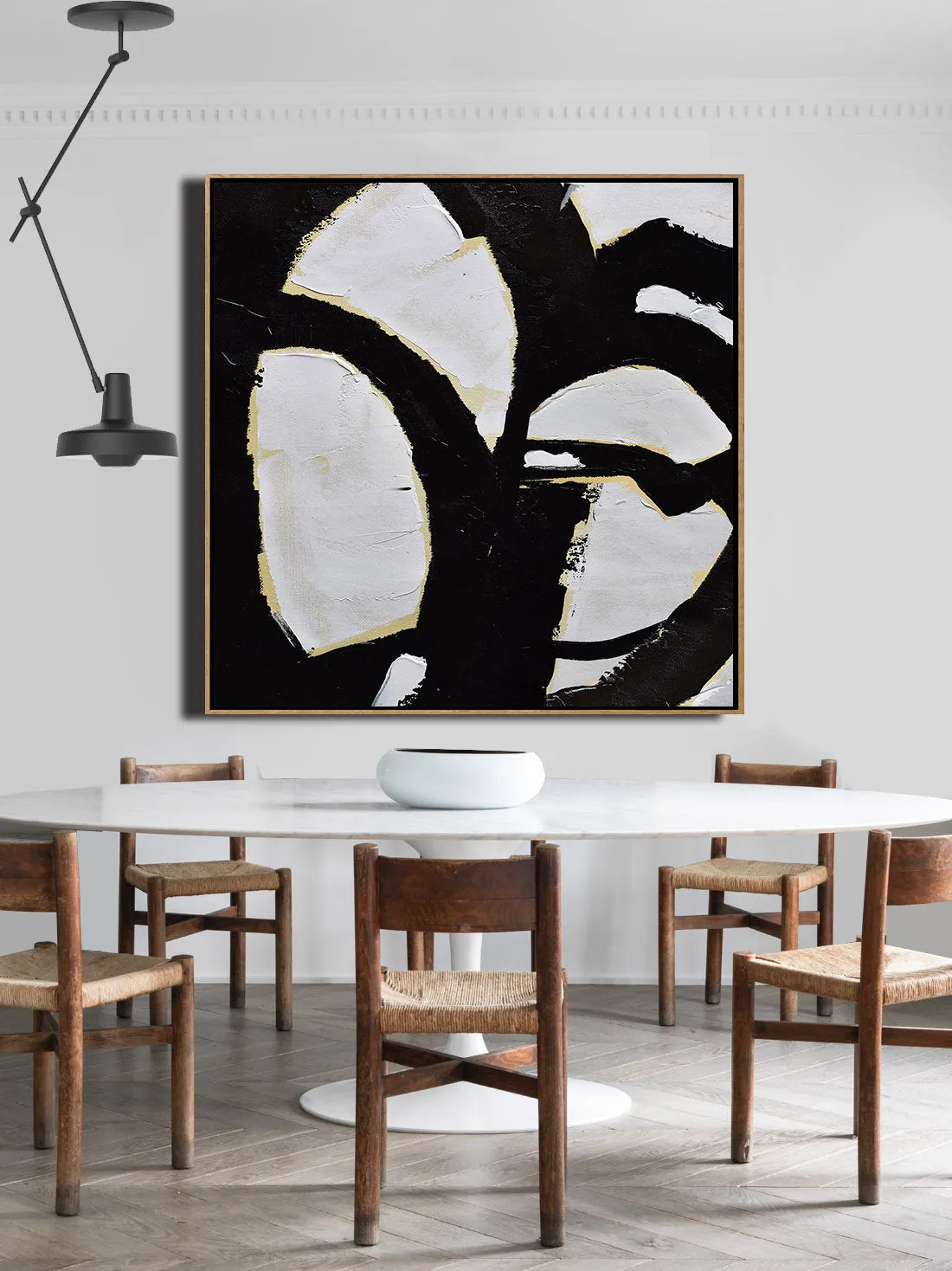 Black and White Abstract Painting Minimalist Art Yp075