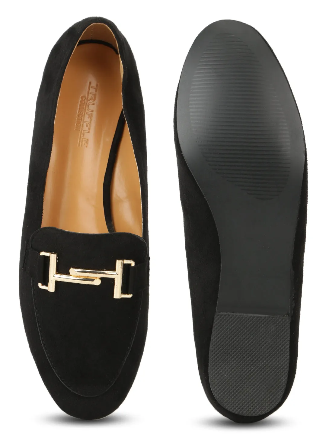 Black Micro Loafer Belly Flats