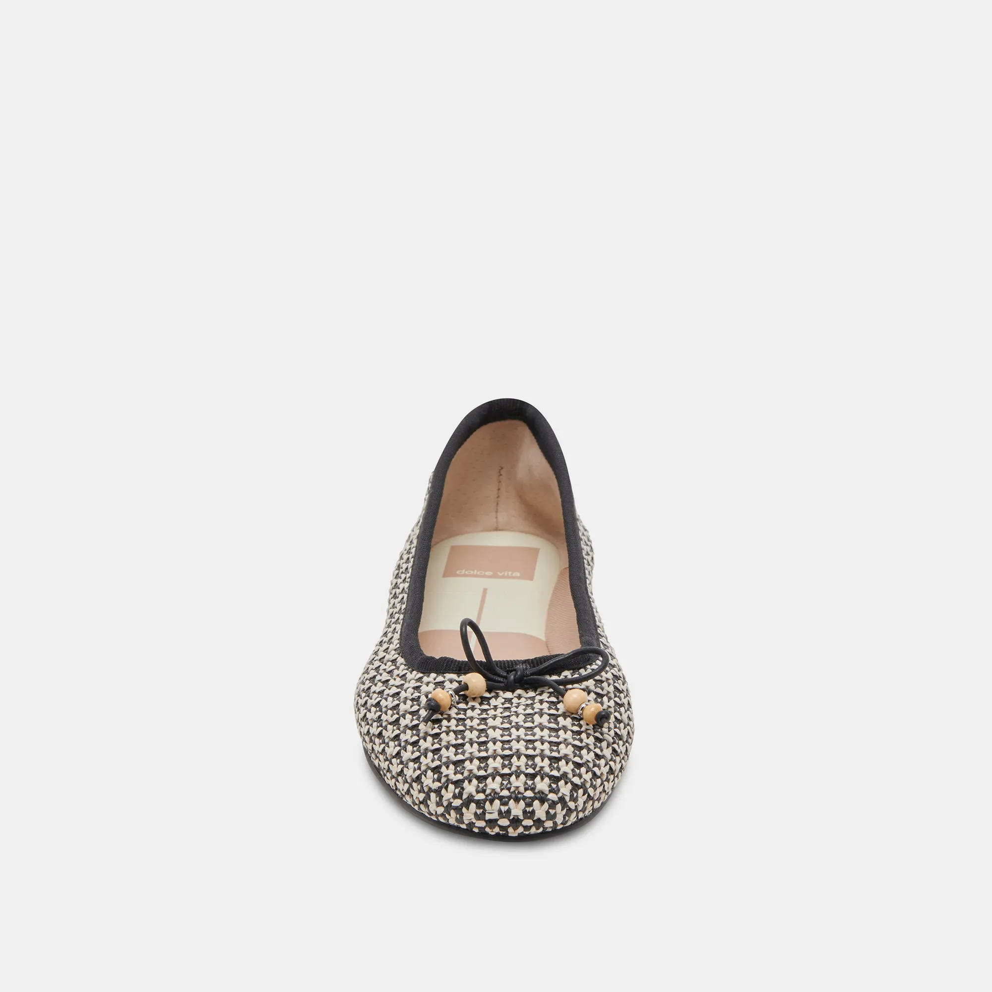 CACY BALLET FLATS WHITE BLACK RAFFIA