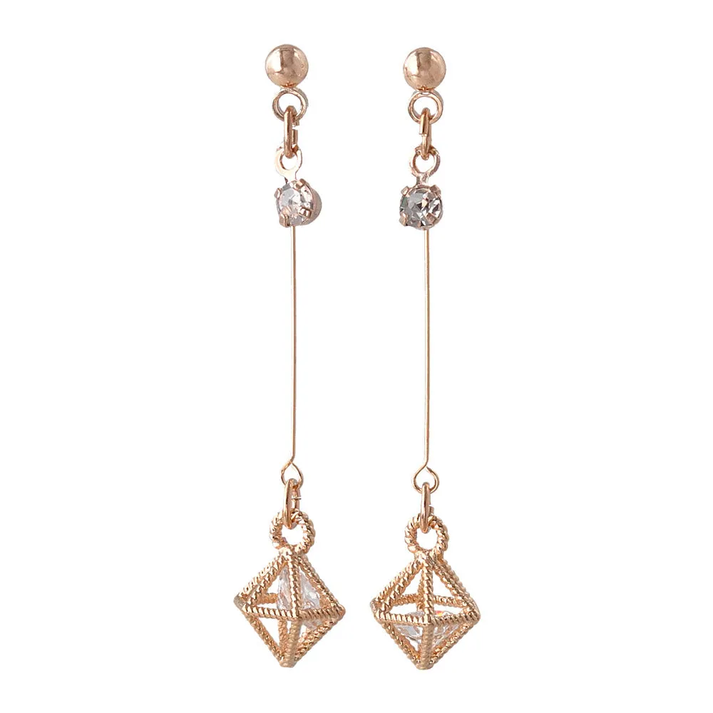 Caged Stone Drop Plastic Earrings