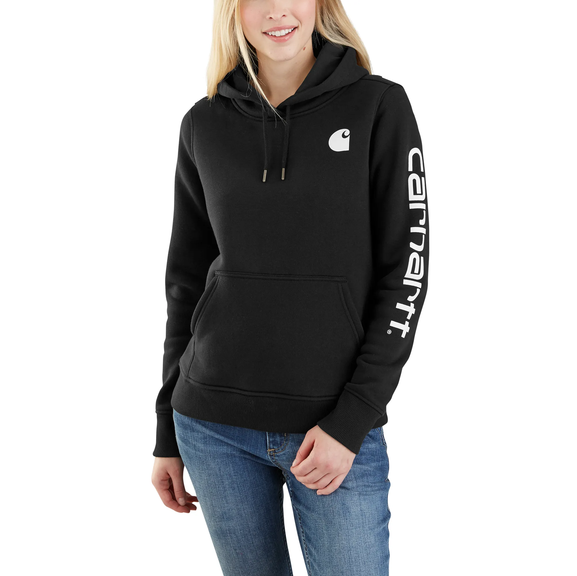 Carhartt Women's Clarksburg Graphic Sleeve Hoodie_Black