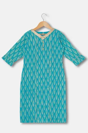 Chittythalli Girls Kurthi Handloom Cotton Regular Fit  - Blue  - KU06