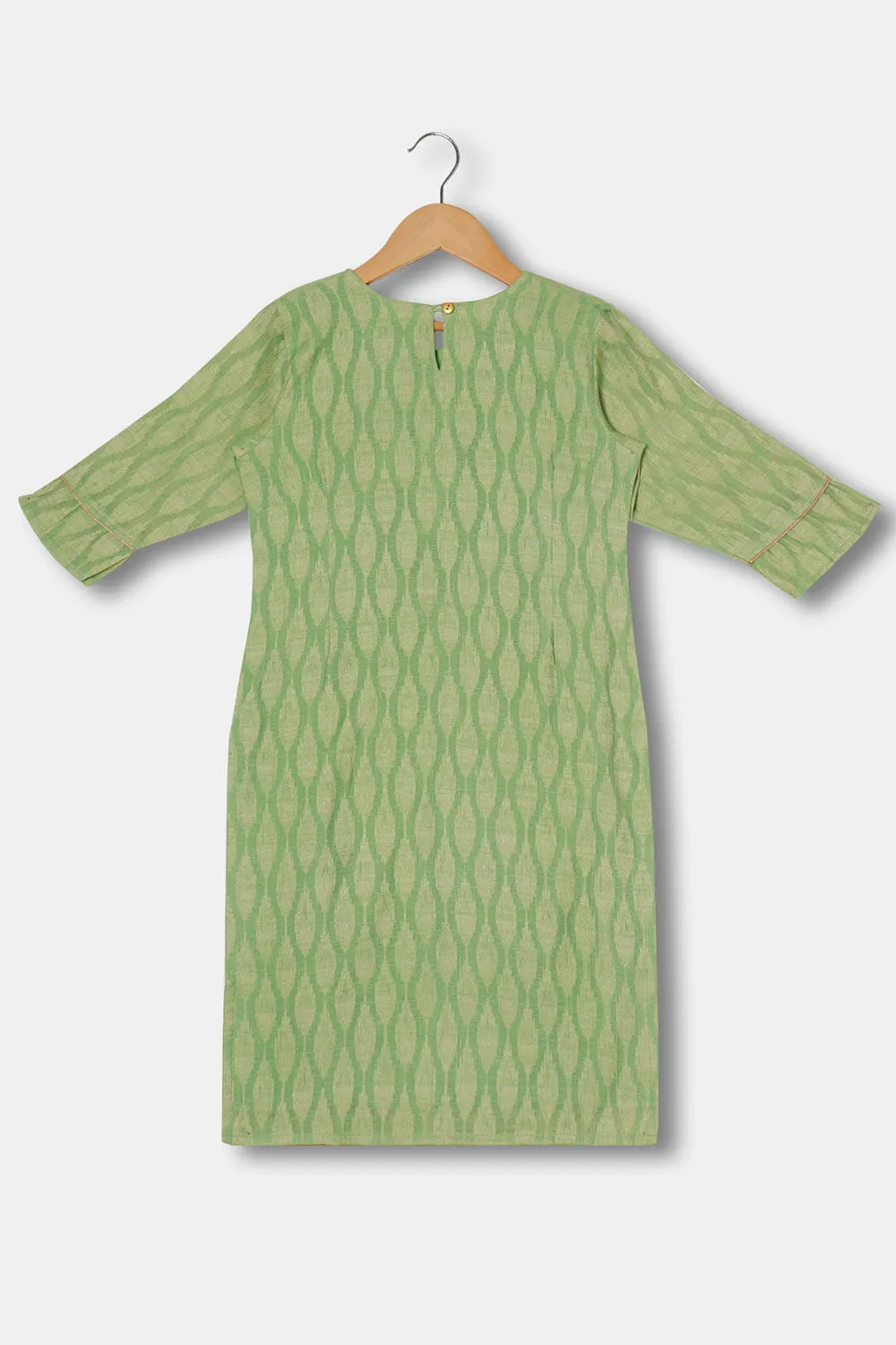 Chittythalli Girls Kurthi Handloom Cotton Regular Fit  - Green  - KU06