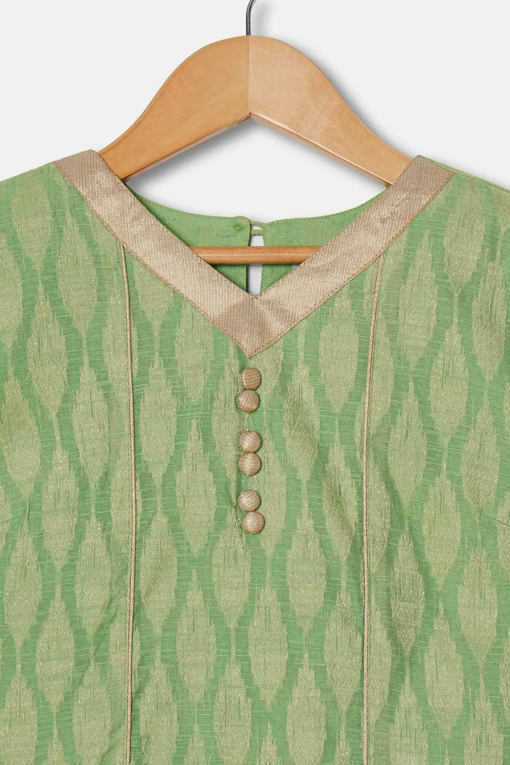 Chittythalli Girls Kurthi Handloom Cotton Regular Fit  - Green  - KU06