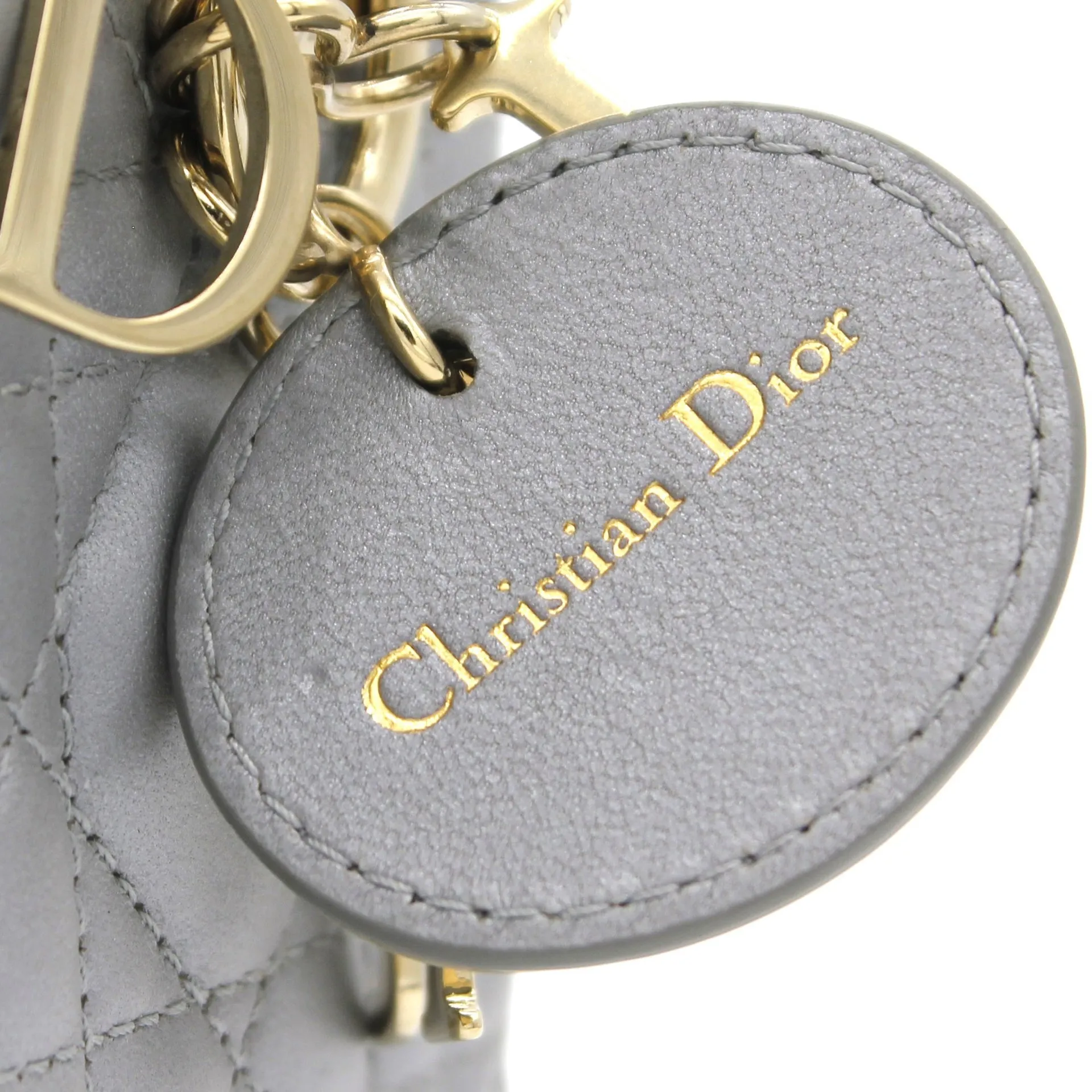 CHRISTIAN DIOR Mini Lady Dior Bag with Chain in Grey Pearly Lambskin