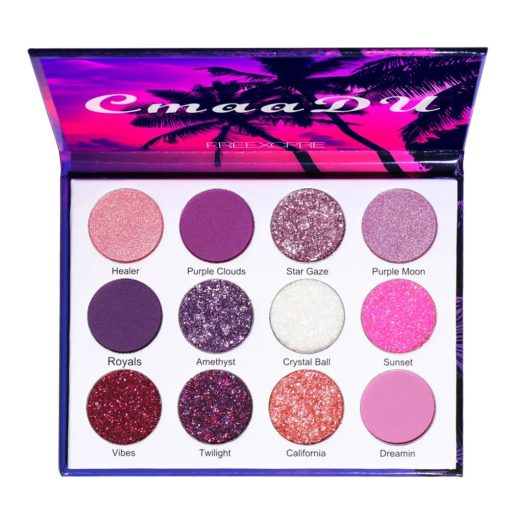 CmaaDu 12 Color Eyeshadow Palette Shiny Eyeshadow Makeup Matte and Metallic Glitter Makeup