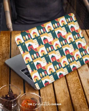 Cool & Creative Laptop Skin With Tiny Home Pattern Design