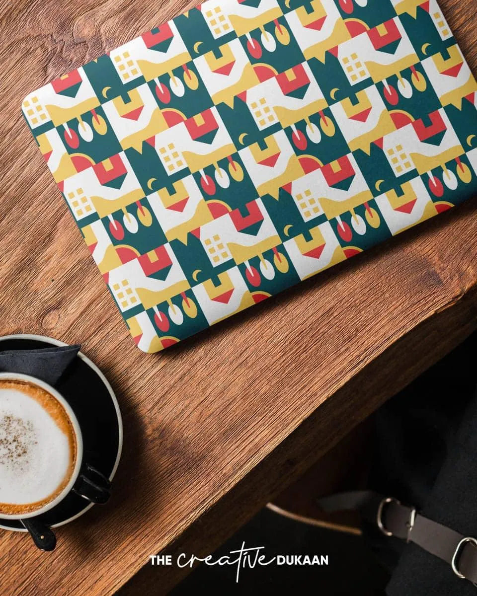 Cool & Creative Laptop Skin With Tiny Home Pattern Design