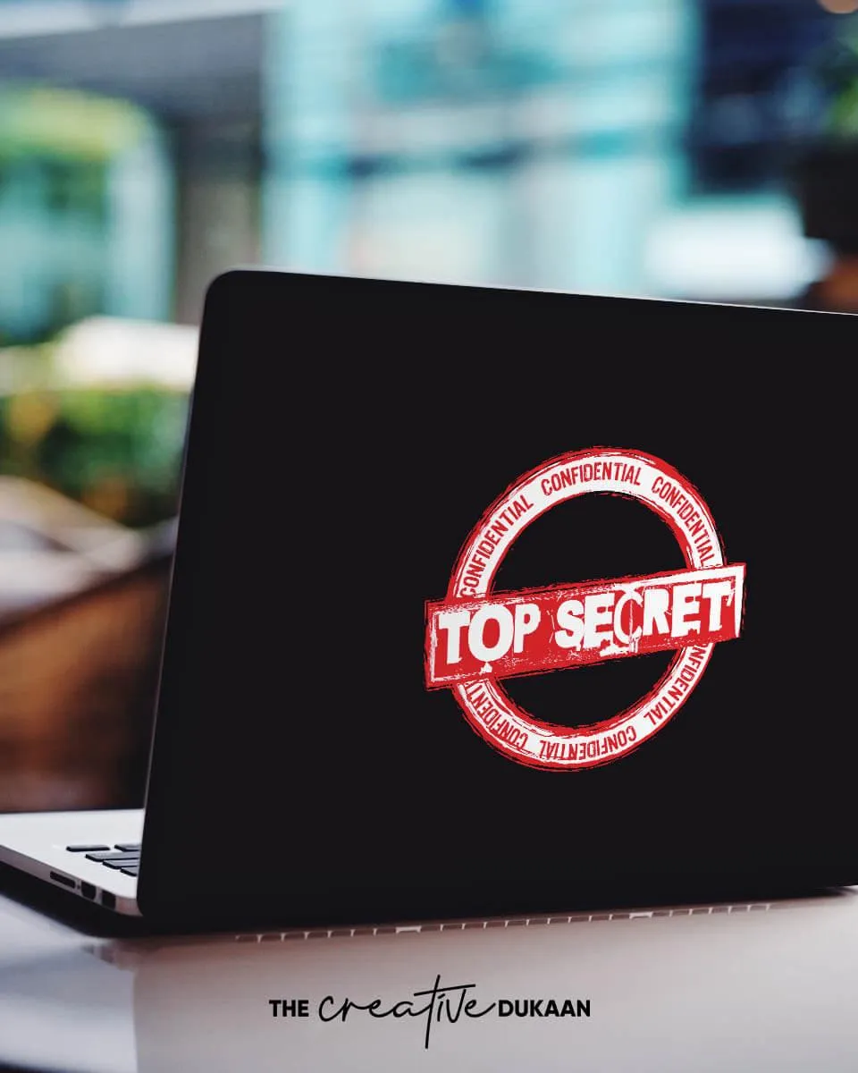 Cool Laptop Skin With "Top Secret" Text & Black Background