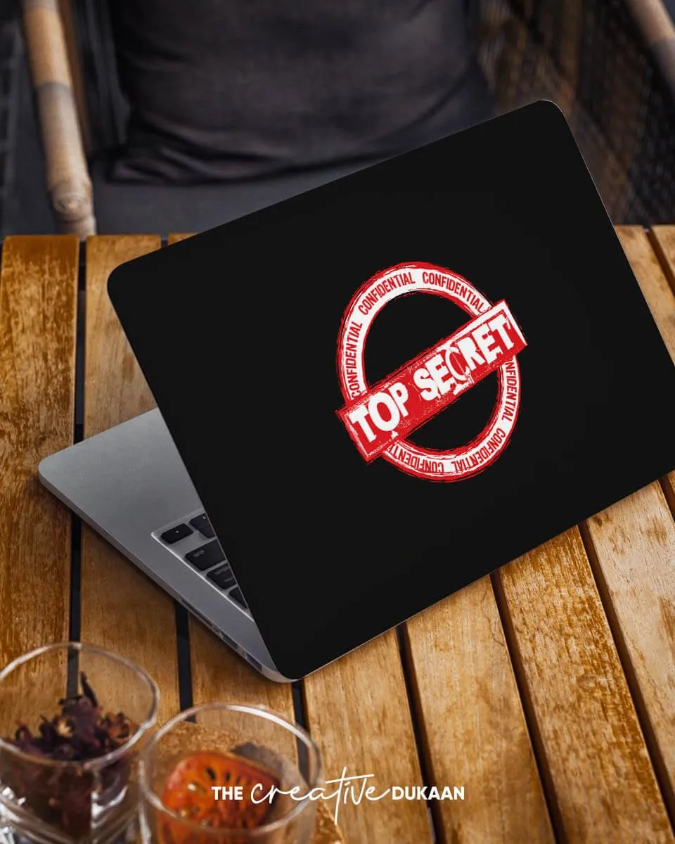 Cool Laptop Skin With "Top Secret" Text & Black Background