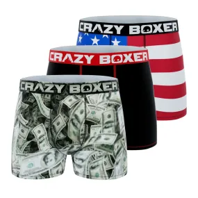 CRAZYBOXER America Money-Flag Men's Boxer Briefs (Pack 3)