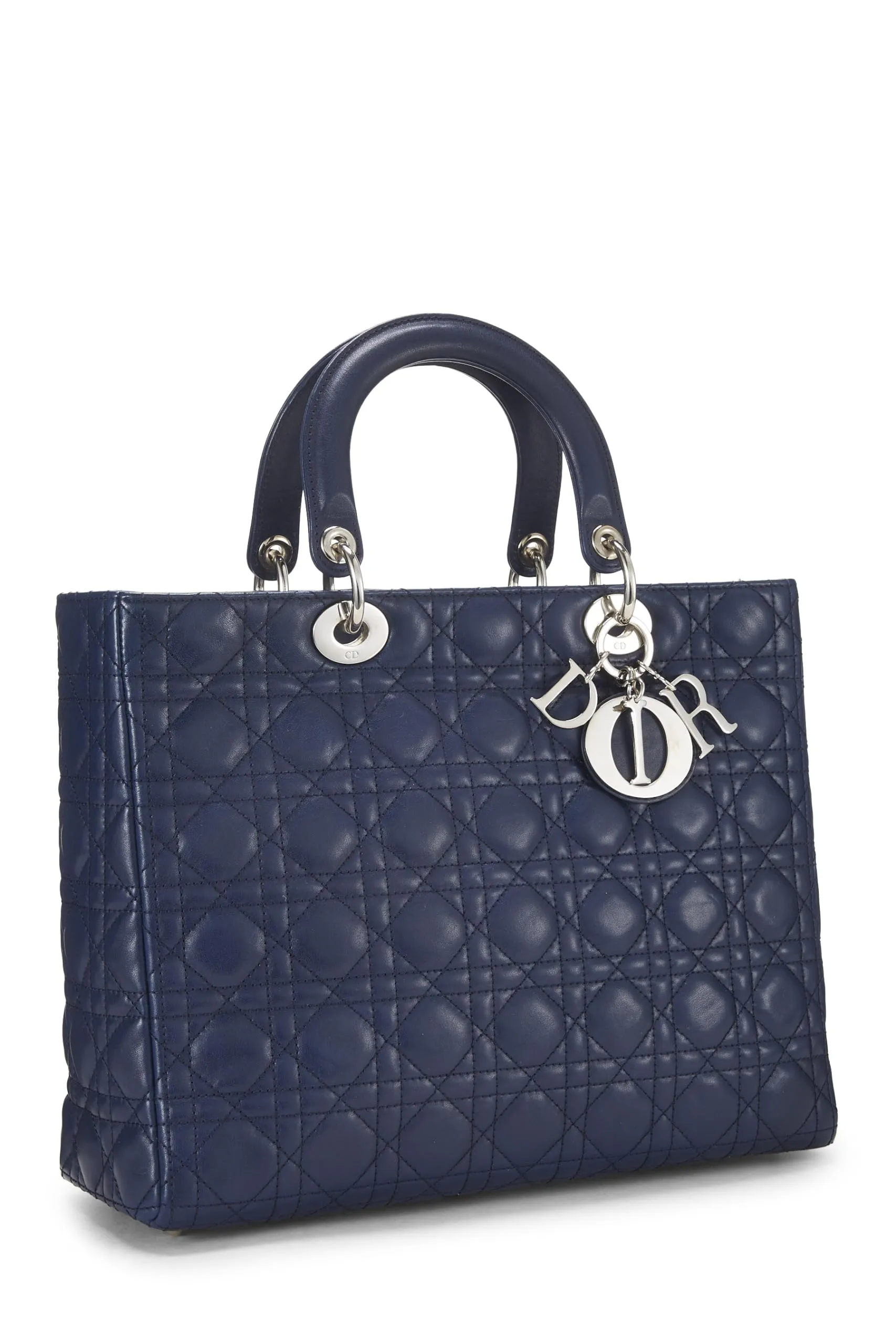 Dior,  Blue Cannage Quilted Lambskin Lady Dior Large, Blue