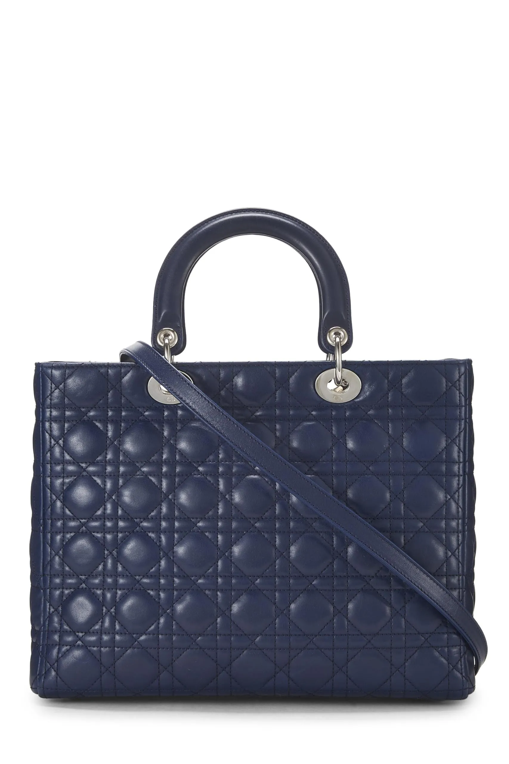 Dior,  Blue Cannage Quilted Lambskin Lady Dior Large, Blue