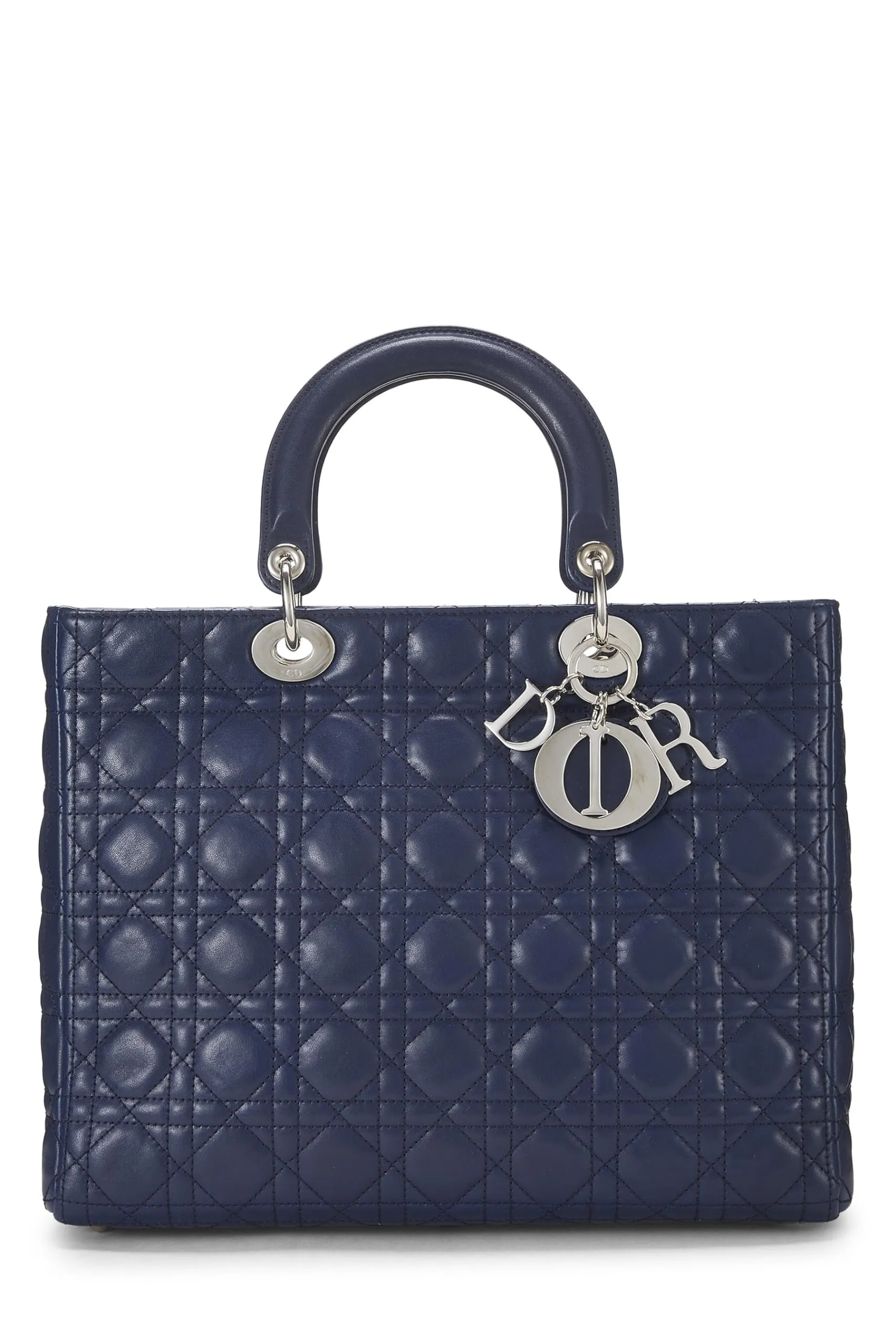 Dior,  Blue Cannage Quilted Lambskin Lady Dior Large, Blue