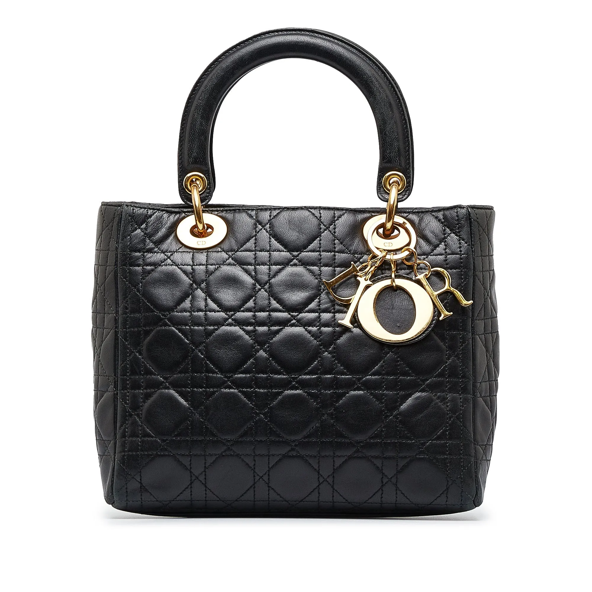 Dior Lady Dior Medium Black Cannage Quilted Leather