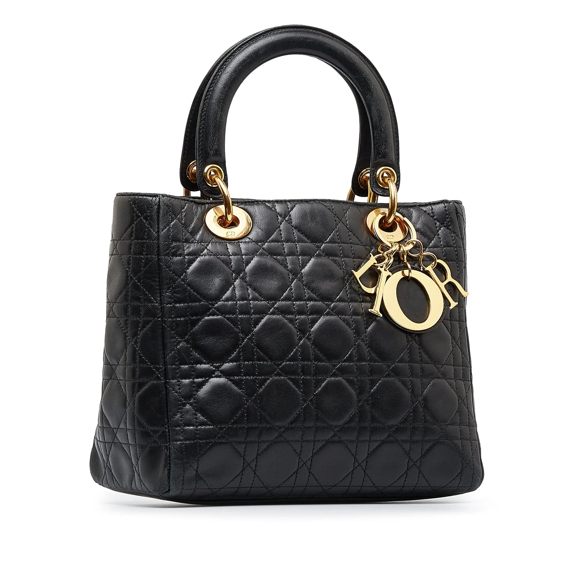 Dior Lady Dior Medium Black Cannage Quilted Leather